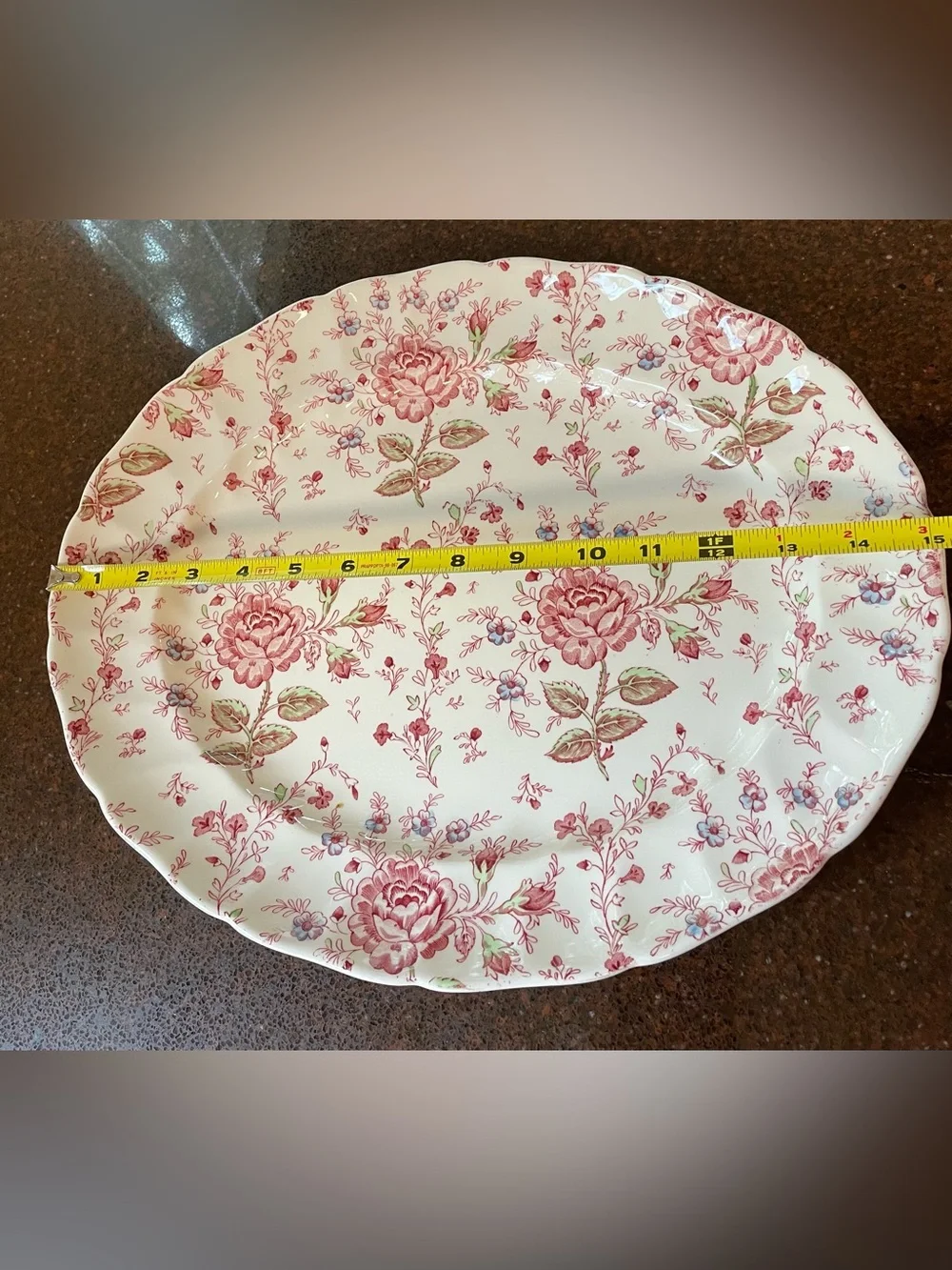 Vintage Johnson Brothers Large Rose Chintz Serving Platter Cottagecore 15” x 13”